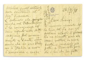 CARUSO, ENRICO. Two Autograph Letters Signed, in full or Caruso, to editor of the Piedigrotta magazine Luigi Pane (Dear Luigi or D